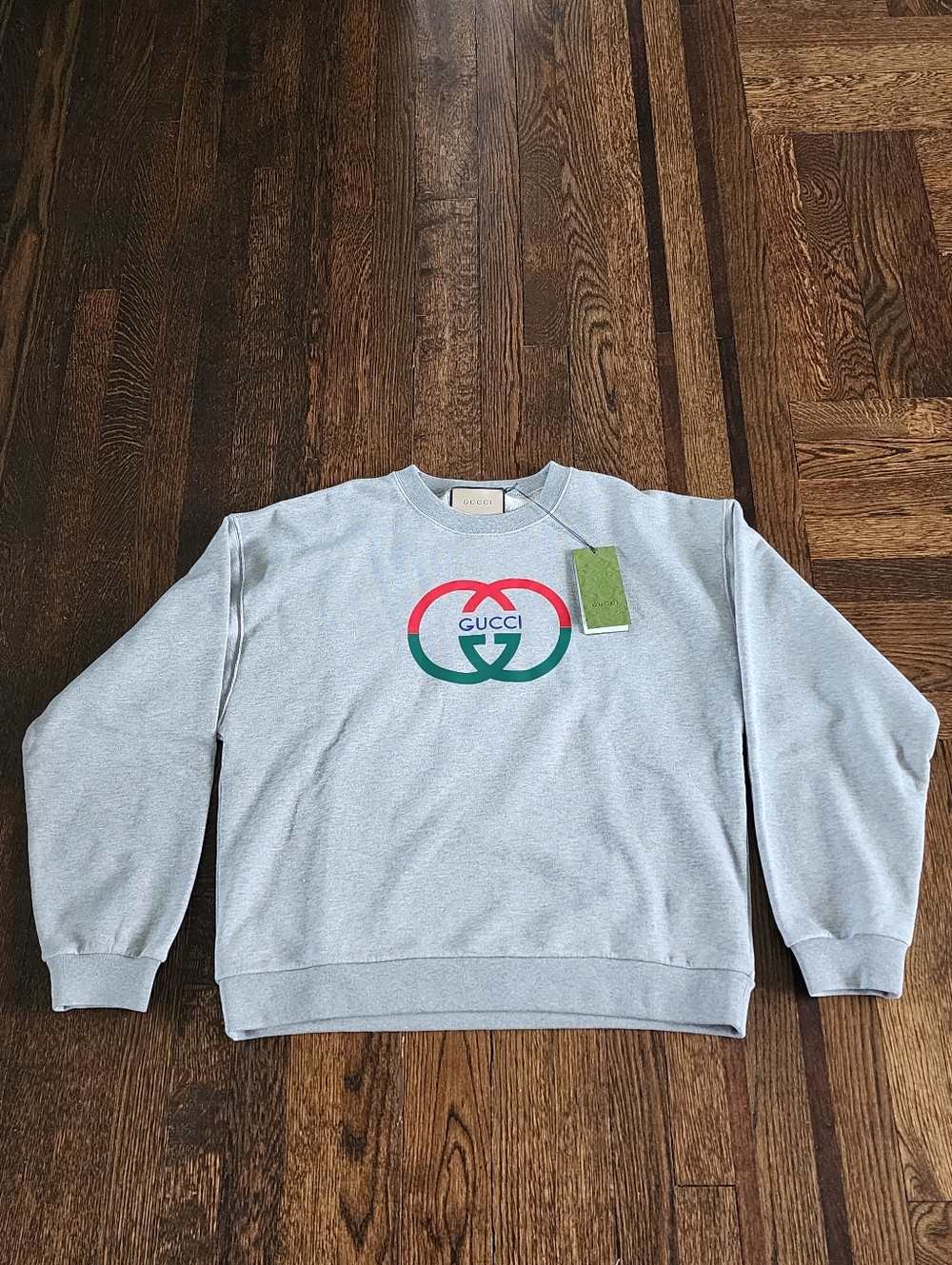 Brand New Authentic Gucci Crewneck Cotton Sweatshirt Gray Sz L